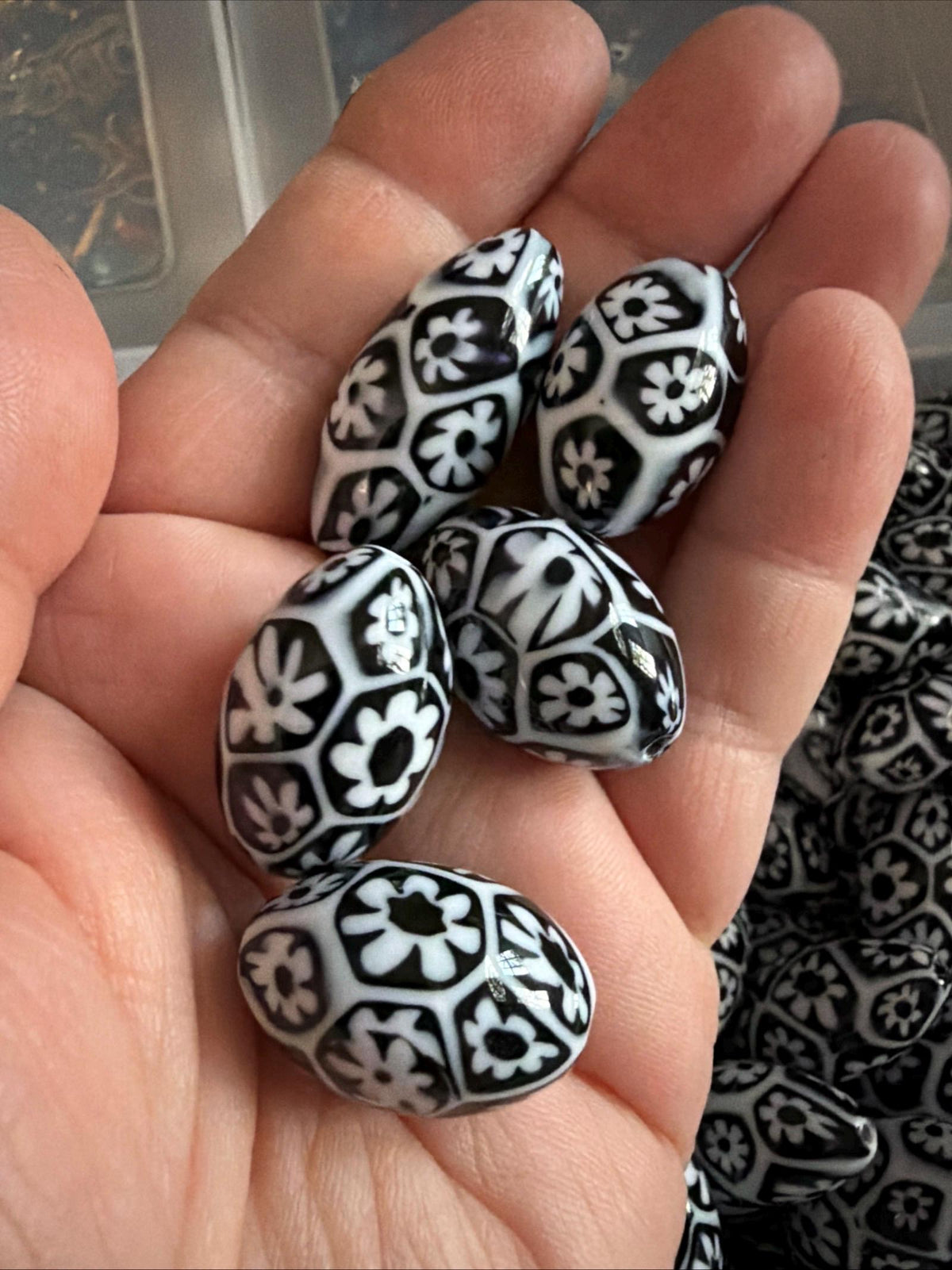 Rosario Leonardi Black White Murano Glass Necklace, Custom Ercole Moretti Beads