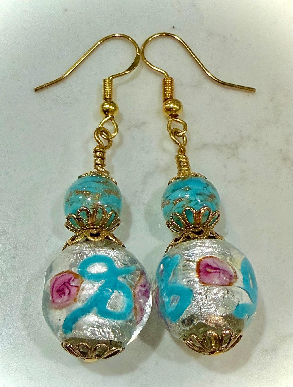 Rosario Leonardi Pastel Necklace Set  Featuring Ercole Moretti Murano Millefiori Glass Beads