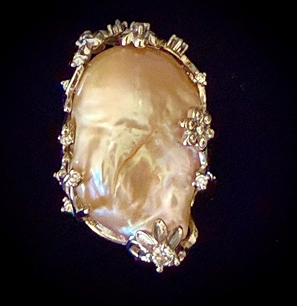 Your Choice of Peach or Lavender Iridescent Pastel Pearl Statement Rings