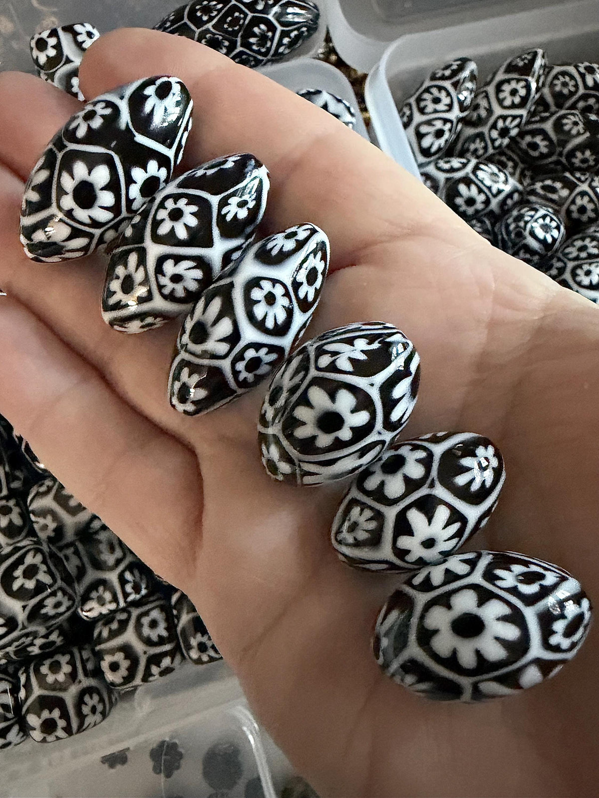 Rosario Leonardi Black White Murano Glass Necklace, Custom Ercole Moretti Beads