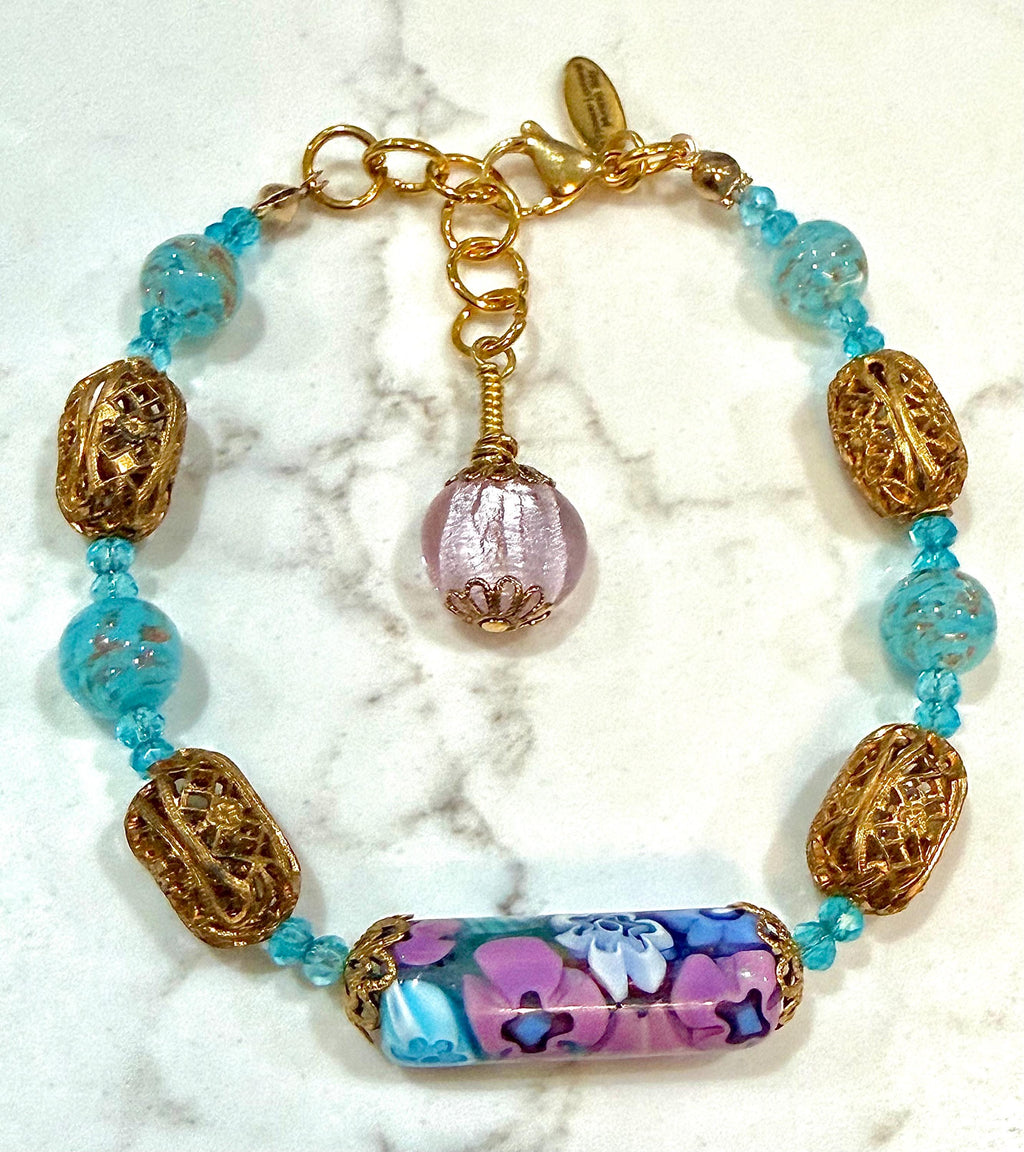 Rosario Leonardi Pastel Necklace Set  Featuring Ercole Moretti Murano Millefiori Glass Beads