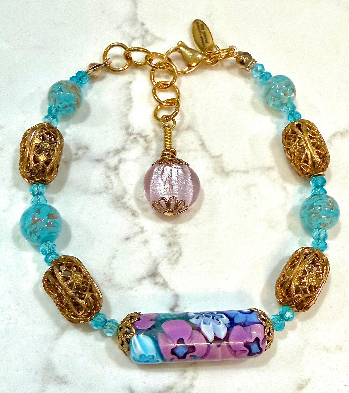 Rosario Leonardi Pastel Necklace Set  Featuring Ercole Moretti Murano Millefiori Glass Beads