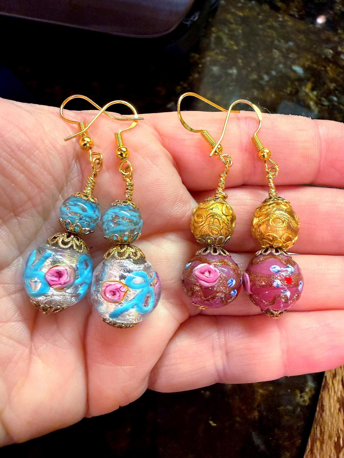 One of a Kind Rosario Leonardi Pastel Fancy Wedding Cake Murano Glass Beaded Earrings