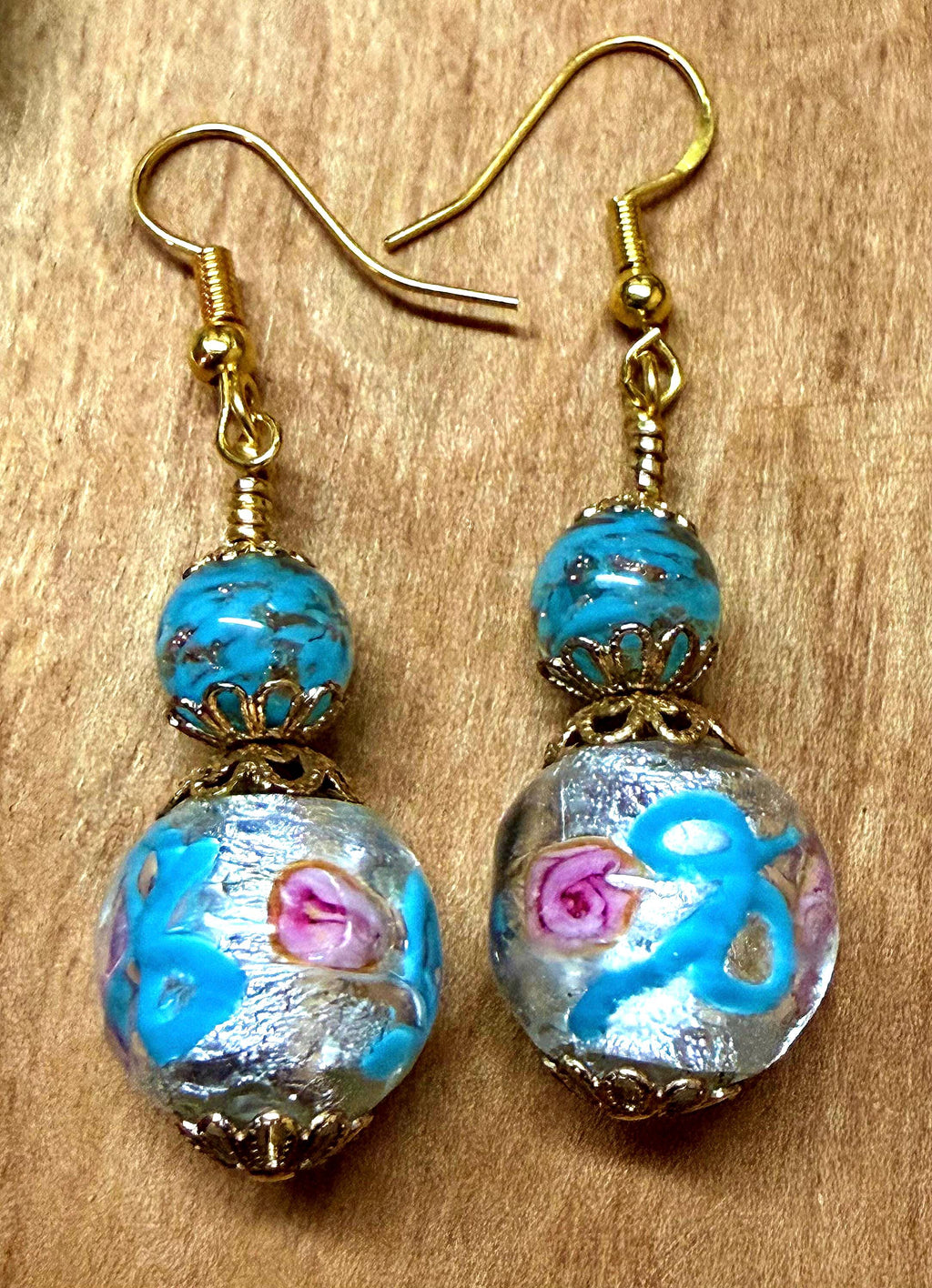 One of a Kind Rosario Leonardi Pastel Fancy Wedding Cake Murano Glass Beaded Earrings