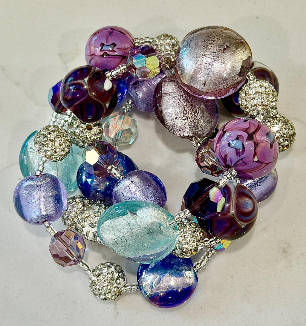 Pastel Murano Glass Necklace, Vintage Swarovski Crystals, Ercole Moretti Beads