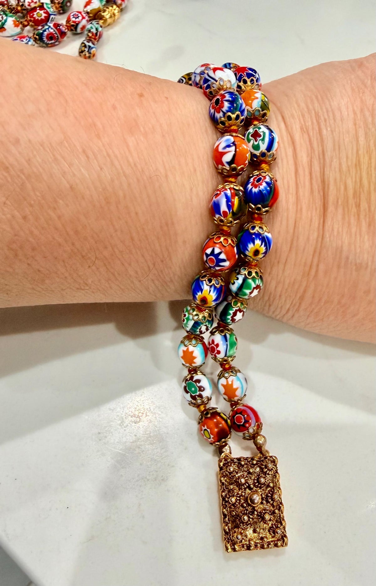 Ercole Moretti Murano Millefiori Neclace, Bracelet and Earrings Set