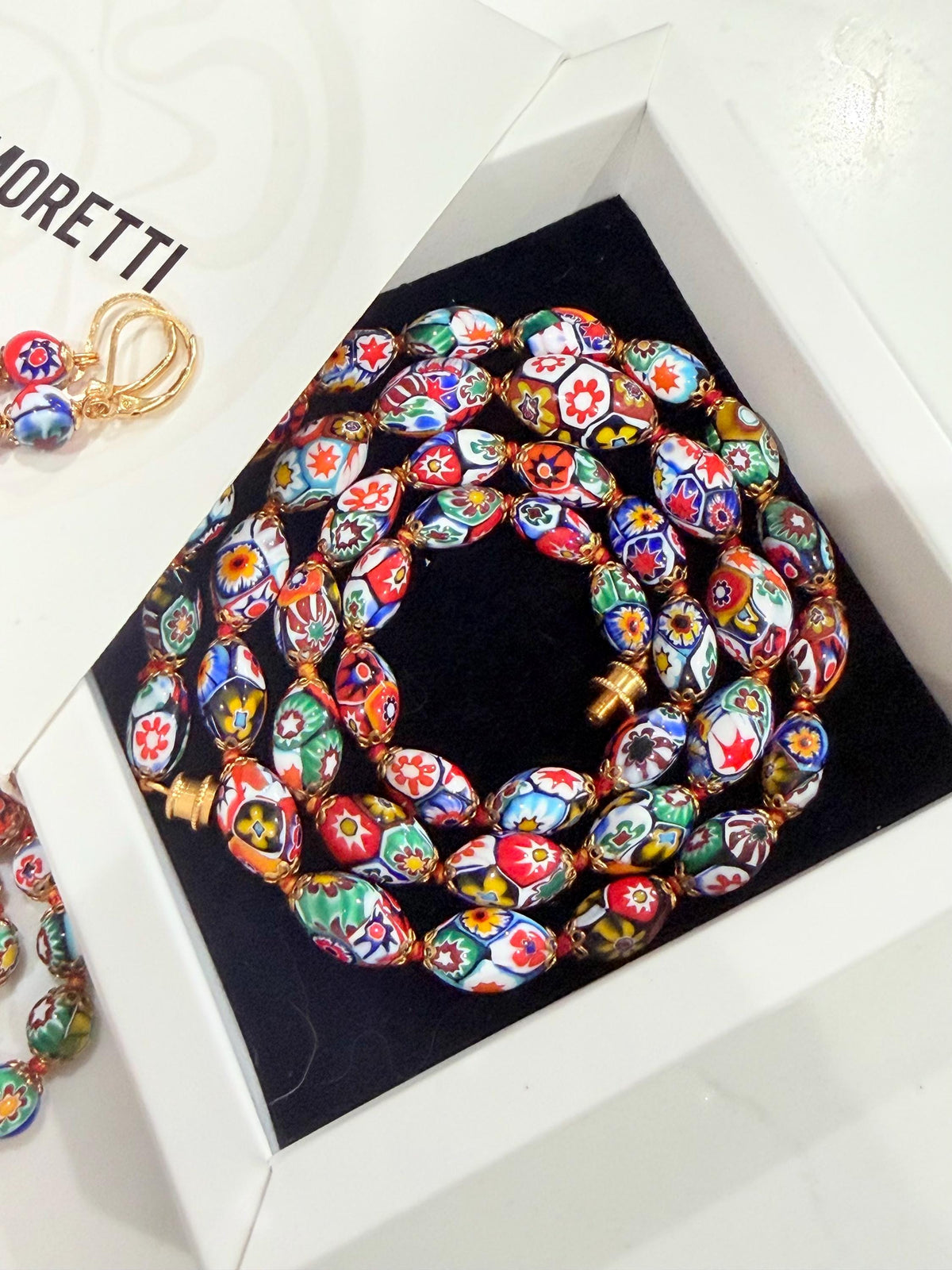 Ercole Moretti Murano Millefiori Neclace, Bracelet and Earrings Set