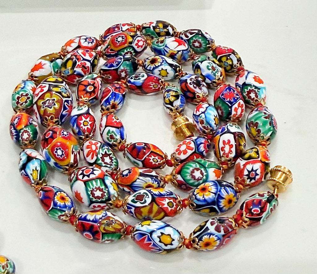 Ercole Moretti Murano Millefiori Neclace, Bracelet and Earrings Set
