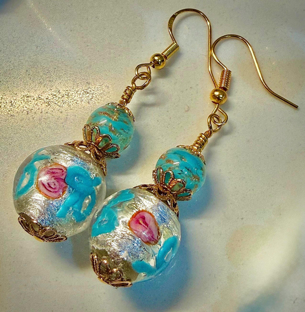 One of a Kind Rosario Leonardi Pastel Fancy Wedding Cake Murano Glass Beaded Earrings
