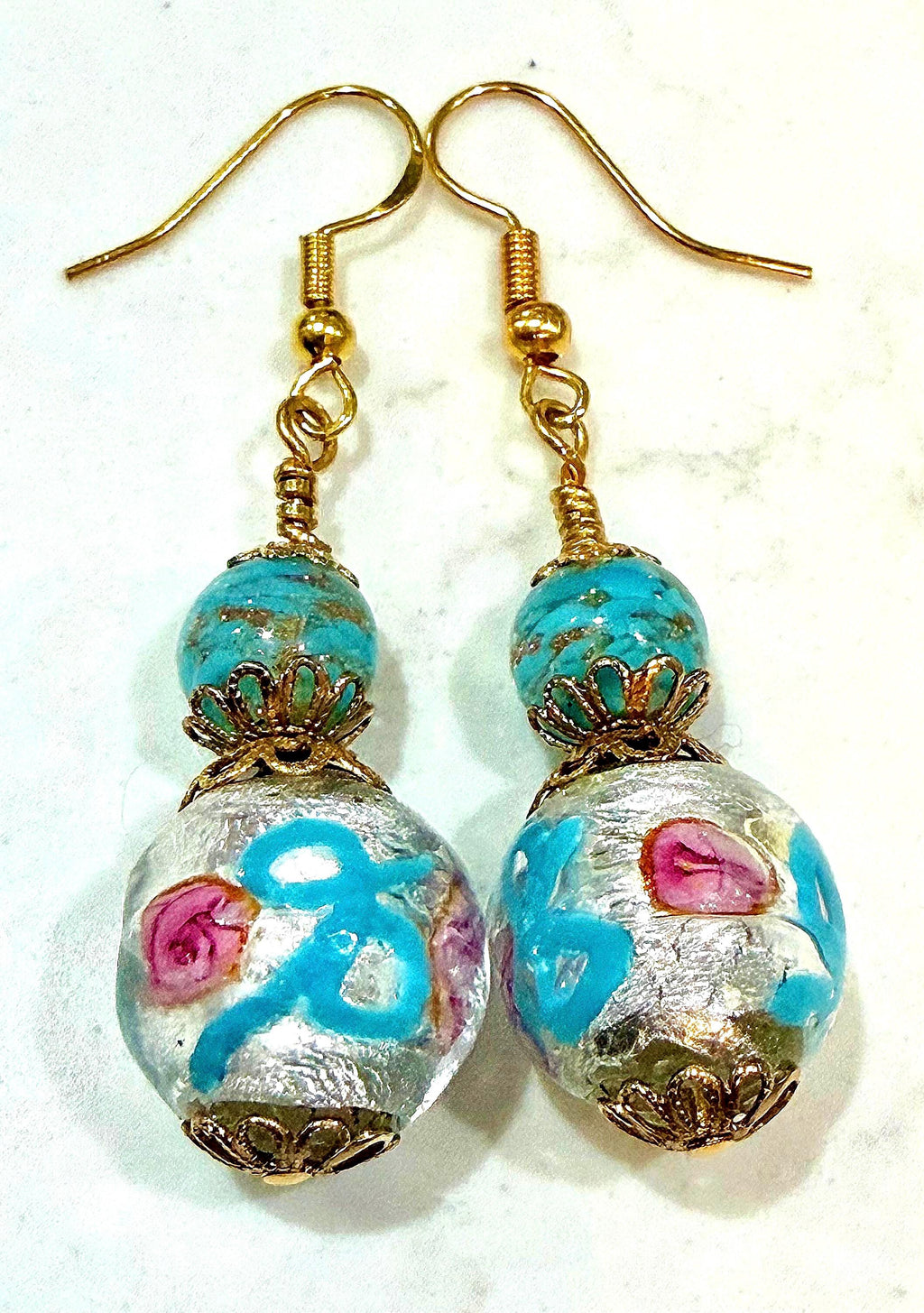 One of a Kind Rosario Leonardi Pastel Fancy Wedding Cake Murano Glass Beaded Earrings