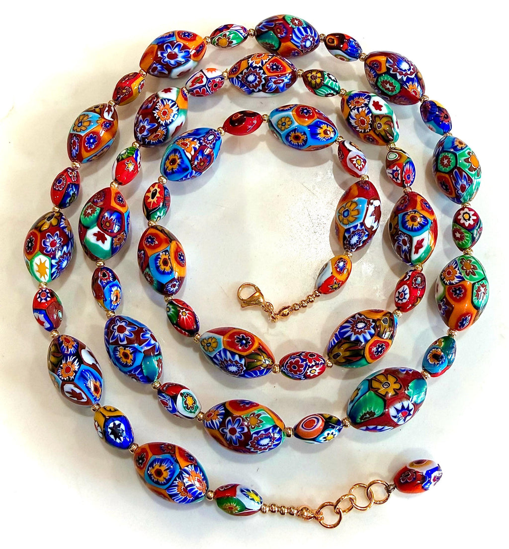 Rosario Leonardi Murano Millefiori Necklace – Ercole Moretti Beads 20-30 inch options