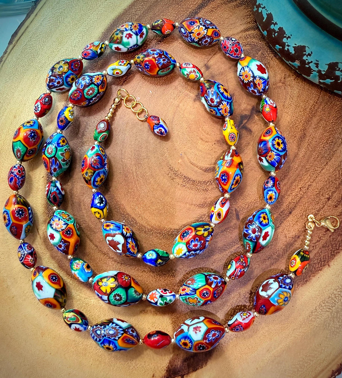 Rosario Leonardi Murano Millefiori Necklace – Ercole Moretti Beads 20-30 inch options