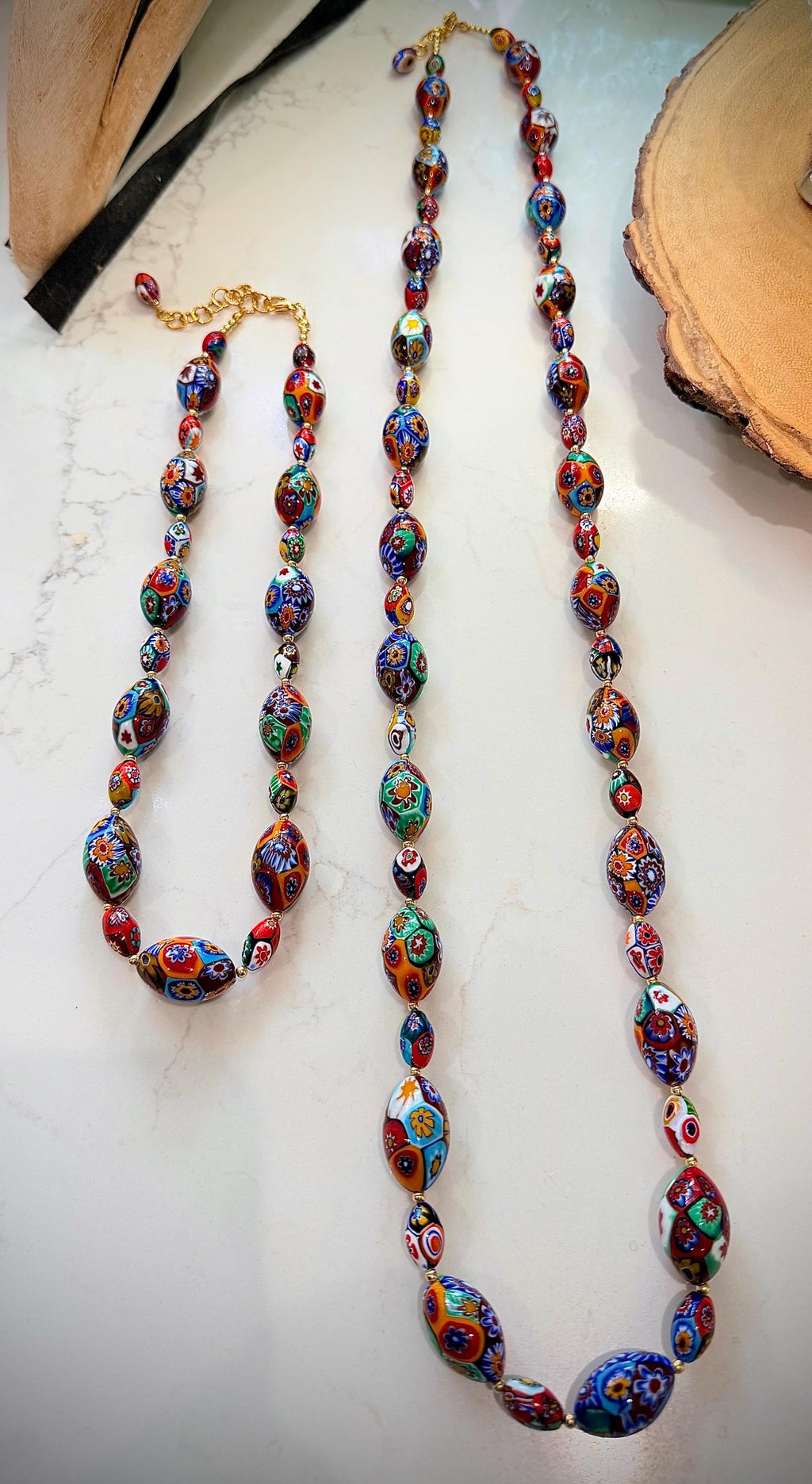 Rosario Leonardi Murano Millefiori Necklace – Ercole Moretti Beads 20-30 inch options
