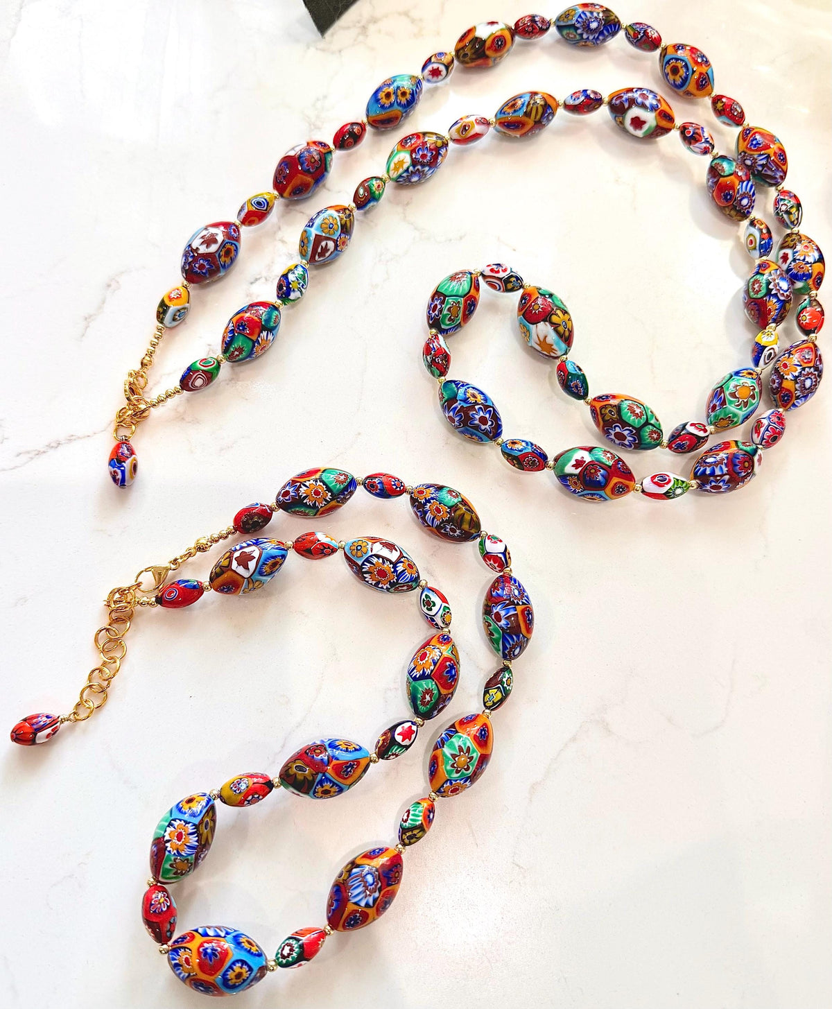 Rosario Leonardi Murano Millefiori Necklace – Ercole Moretti Beads 20-30 inch options