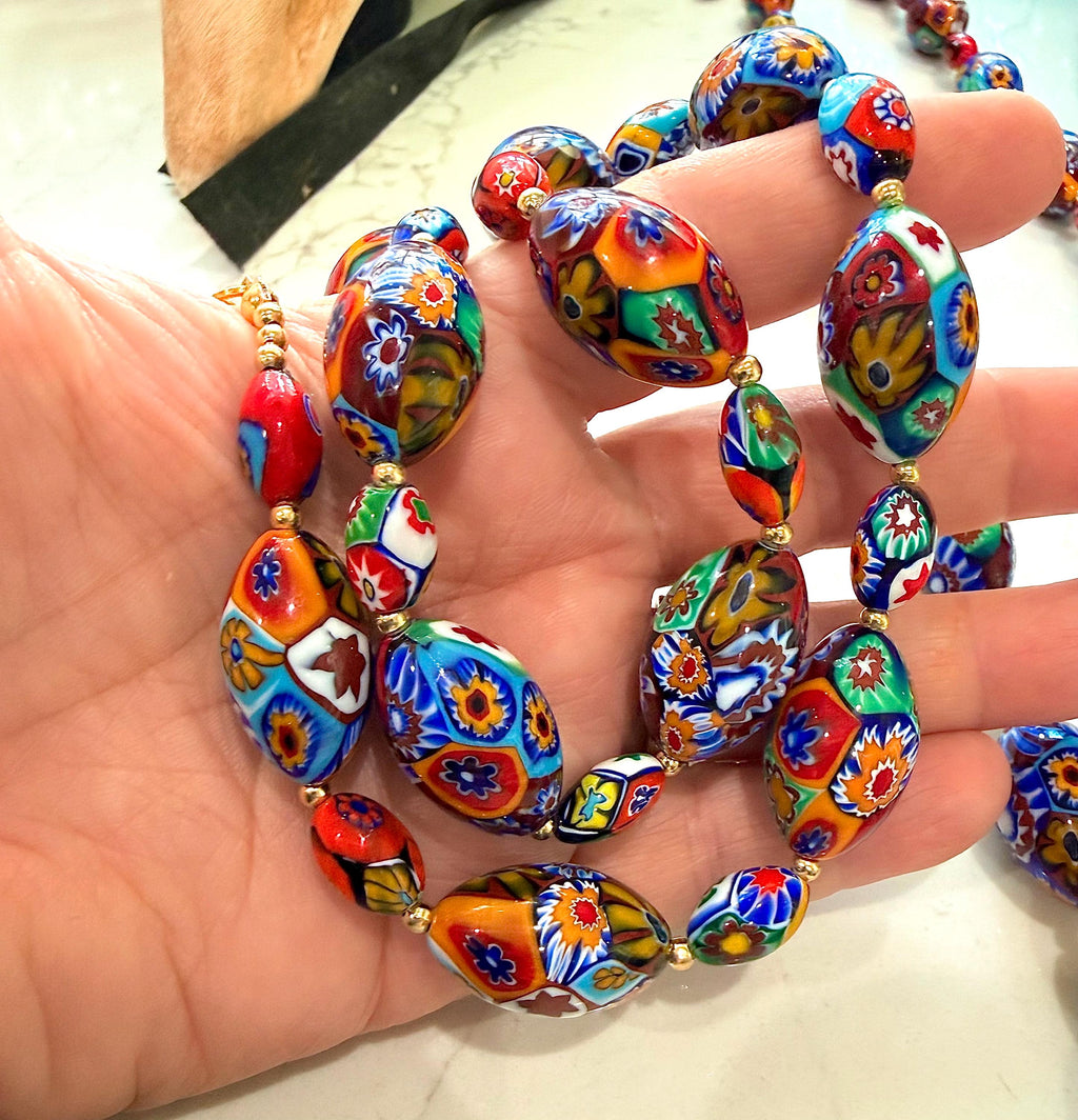 Rosario Leonardi Murano Millefiori Necklace – Ercole Moretti Beads 20-30 inch options