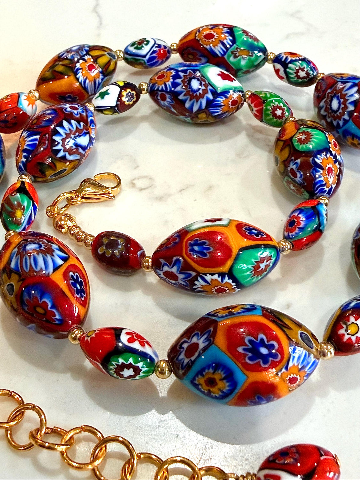Rosario Leonardi Murano Millefiori Necklace – Ercole Moretti Beads 20-30 inch options