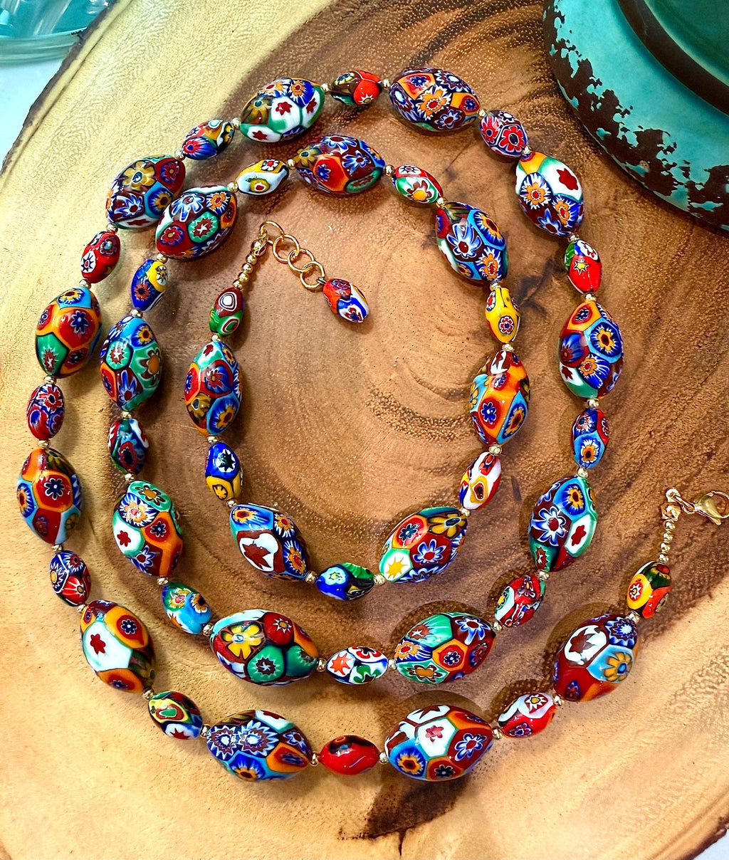 Rosario Leonardi Murano Millefiori Necklace – Ercole Moretti Beads 20-30 inch options