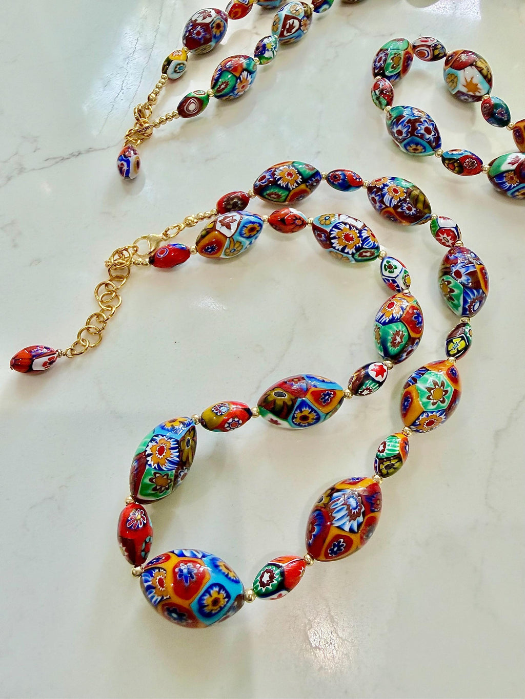 Rosario Leonardi Murano Millefiori Necklace – Ercole Moretti Beads 20-30 inch options