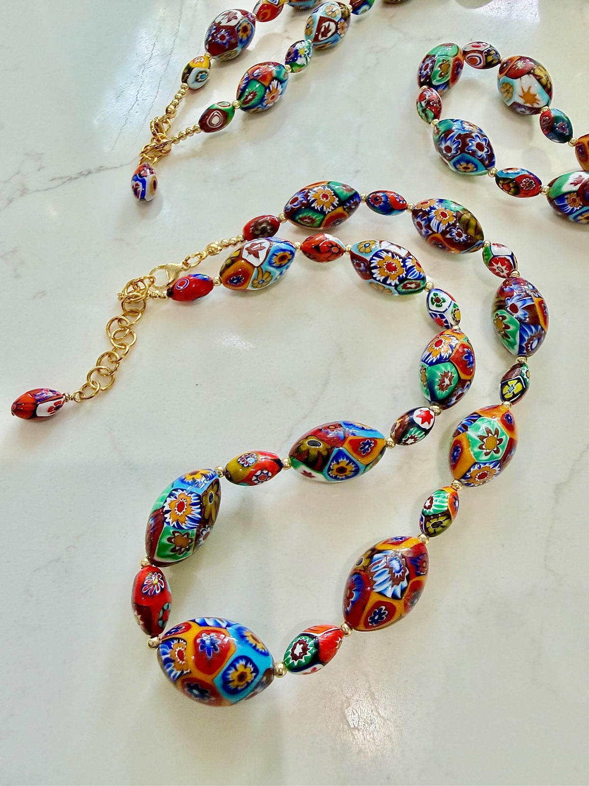 Rosario Leonardi Murano Millefiori Necklace – Ercole Moretti Beads 20-30 inch options