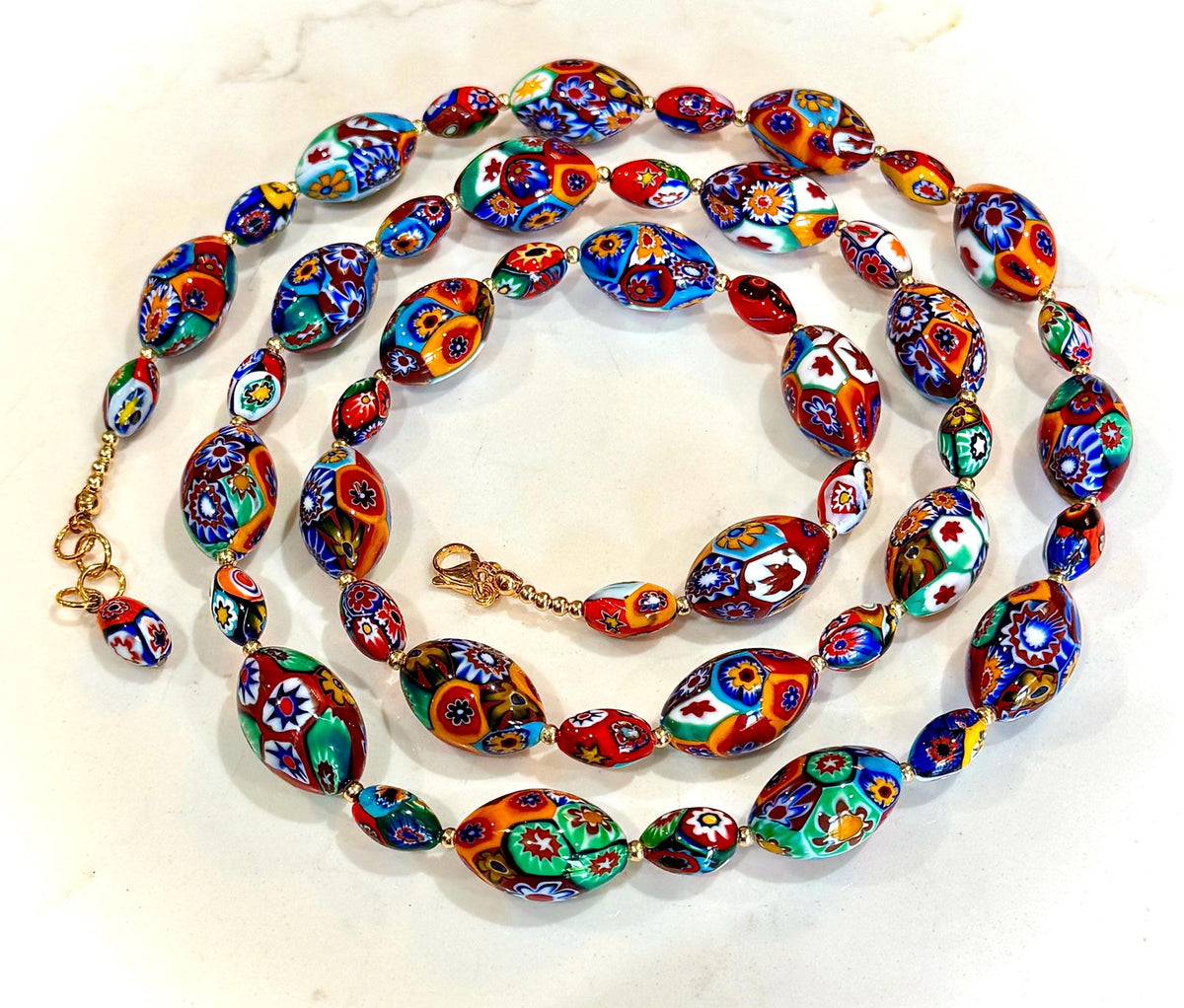 Rosario Leonardi Murano Millefiori Necklace – Ercole Moretti Beads 20-30 inch options