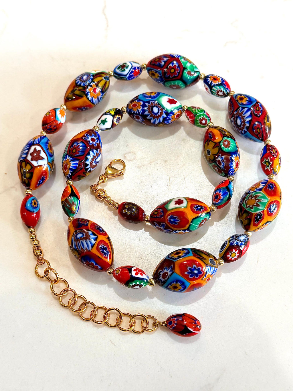 Rosario Leonardi Murano Millefiori Necklace – Ercole Moretti Beads 20-30 inch options