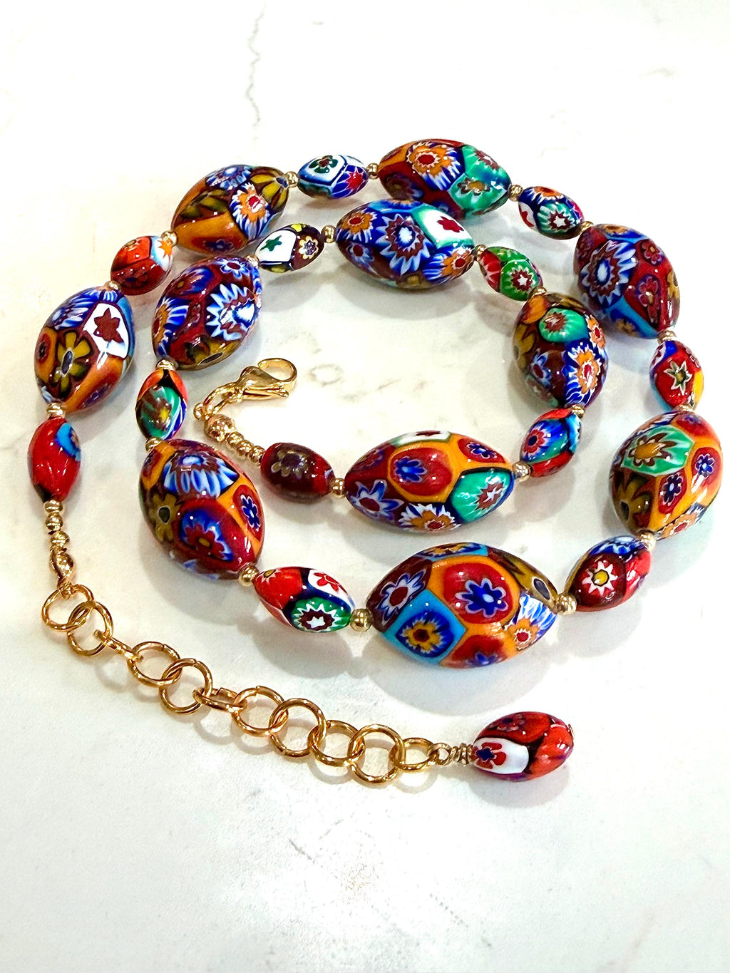 Rosario Leonardi Murano Millefiori Necklace – Ercole Moretti Beads 20-30 inch options