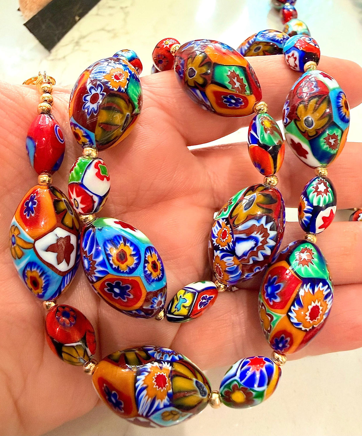 Rosario Leonardi Murano Millefiori Necklace – Ercole Moretti Beads 20-30 inch options