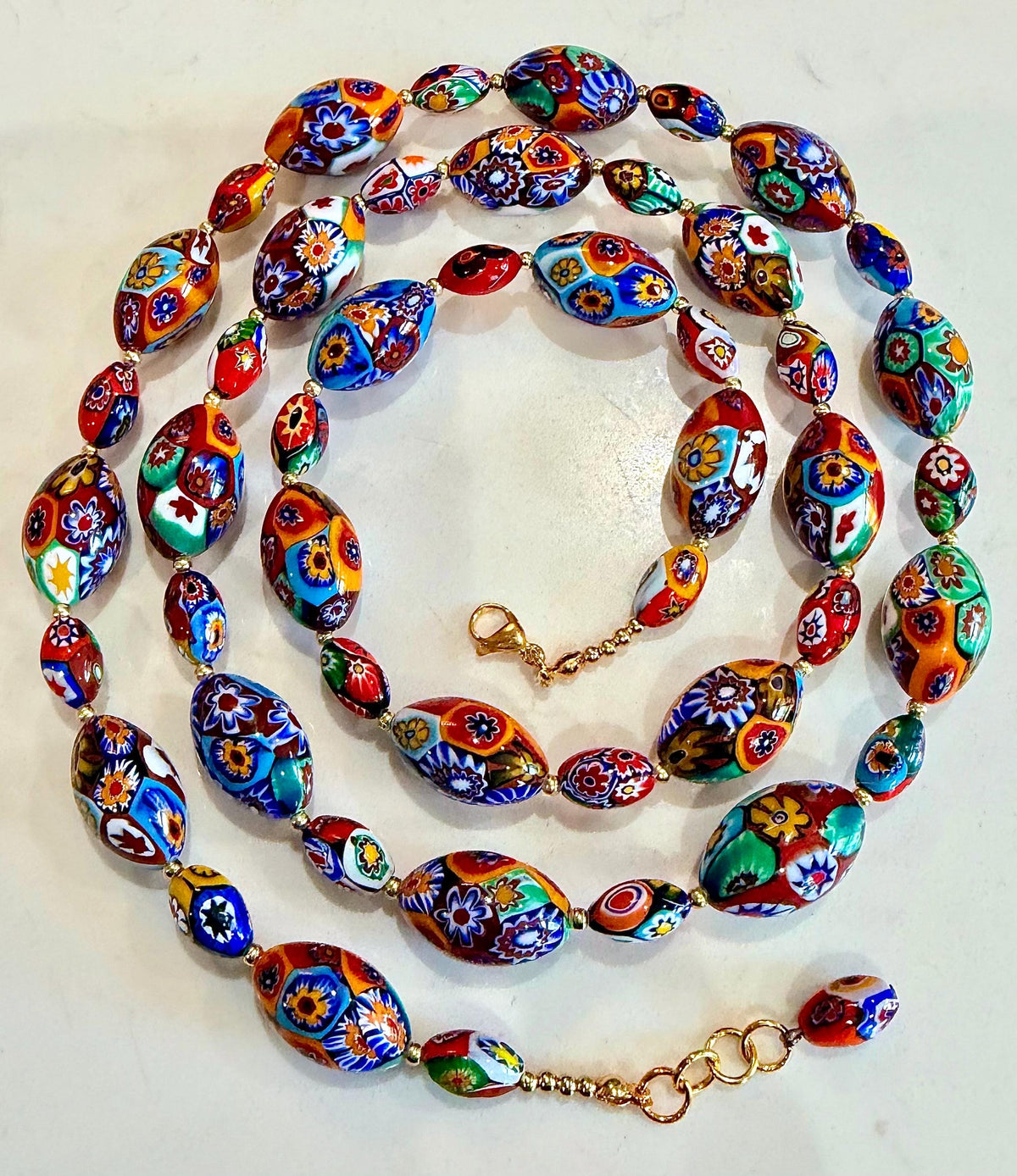 Rosario Leonardi Murano Millefiori Necklace – Ercole Moretti Beads 20-30 inch options
