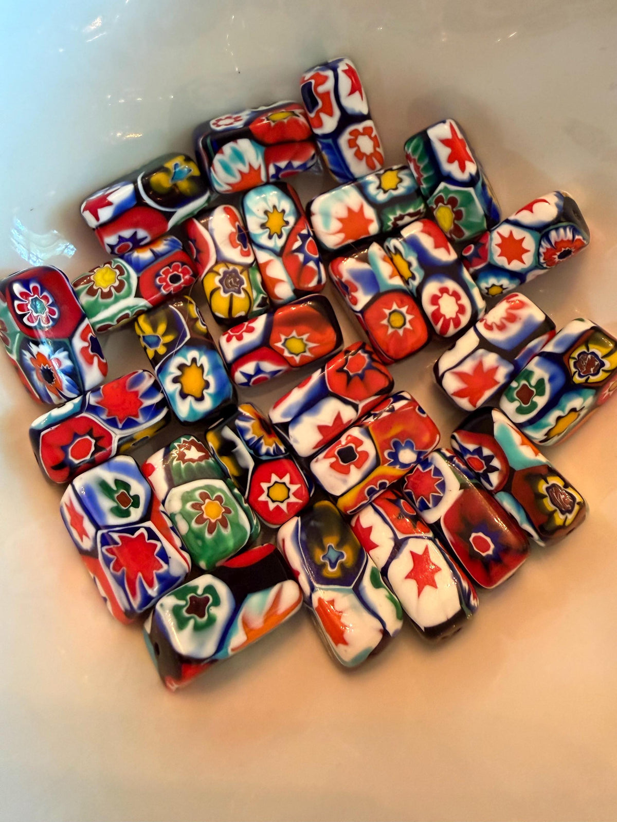 Vintage Ercole Moretti Vintage Chunky Rectangular Murano Millefiori Pillar Beads