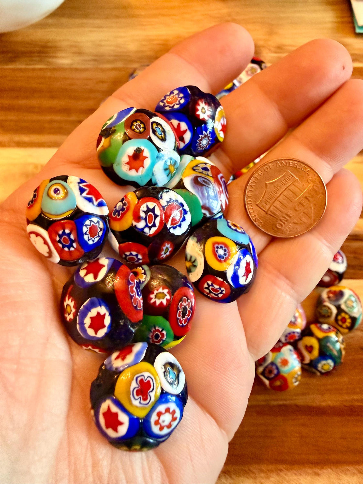 Millefiori Coin Beads Vintage Murano Glass Focal Beads Large/Medium choice