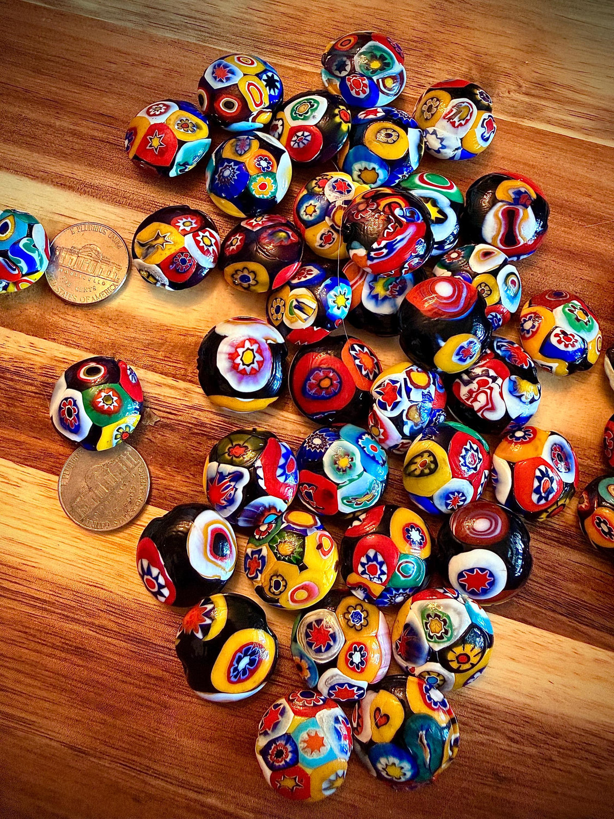 Millefiori Coin Beads Vintage Murano Glass Focal Beads Large/Medium choice