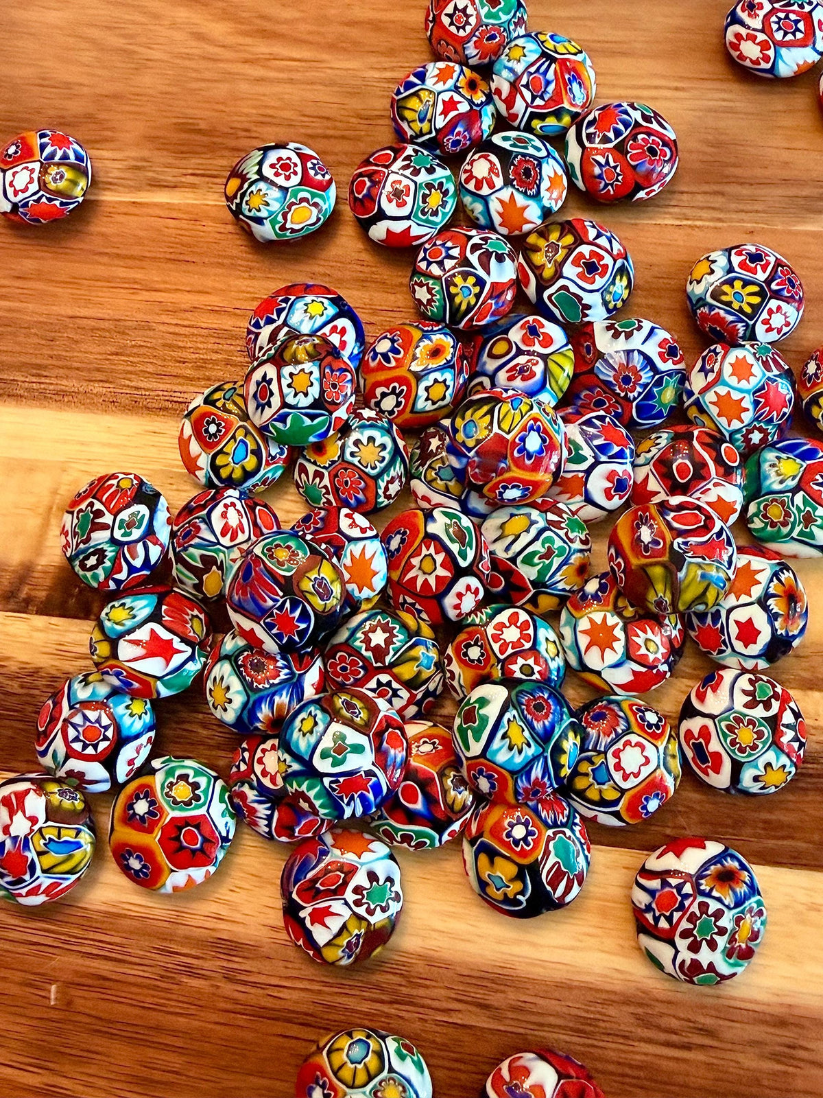 Coin Shaped Vintage Ercole Moretti Millefiori Glass Bead