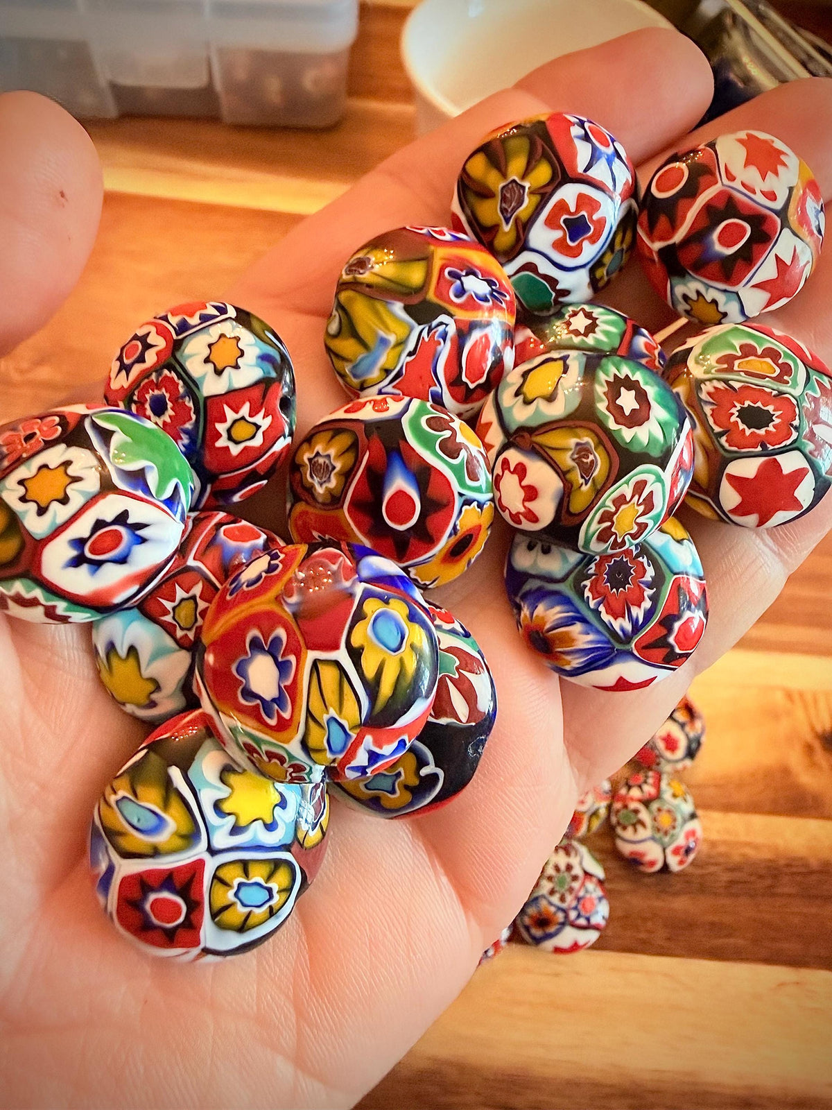 Coin Shaped Vintage Ercole Moretti Millefiori Glass Bead
