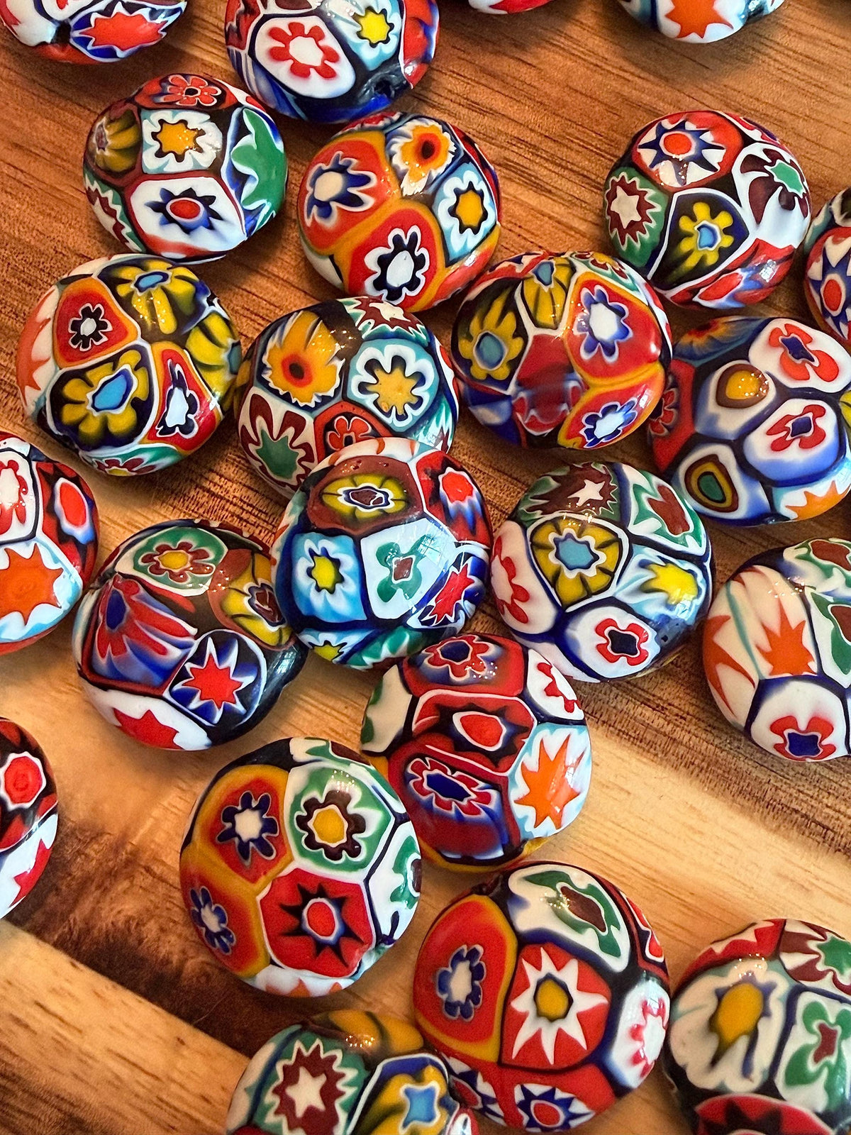 Coin Shaped Vintage Ercole Moretti Millefiori Glass Bead