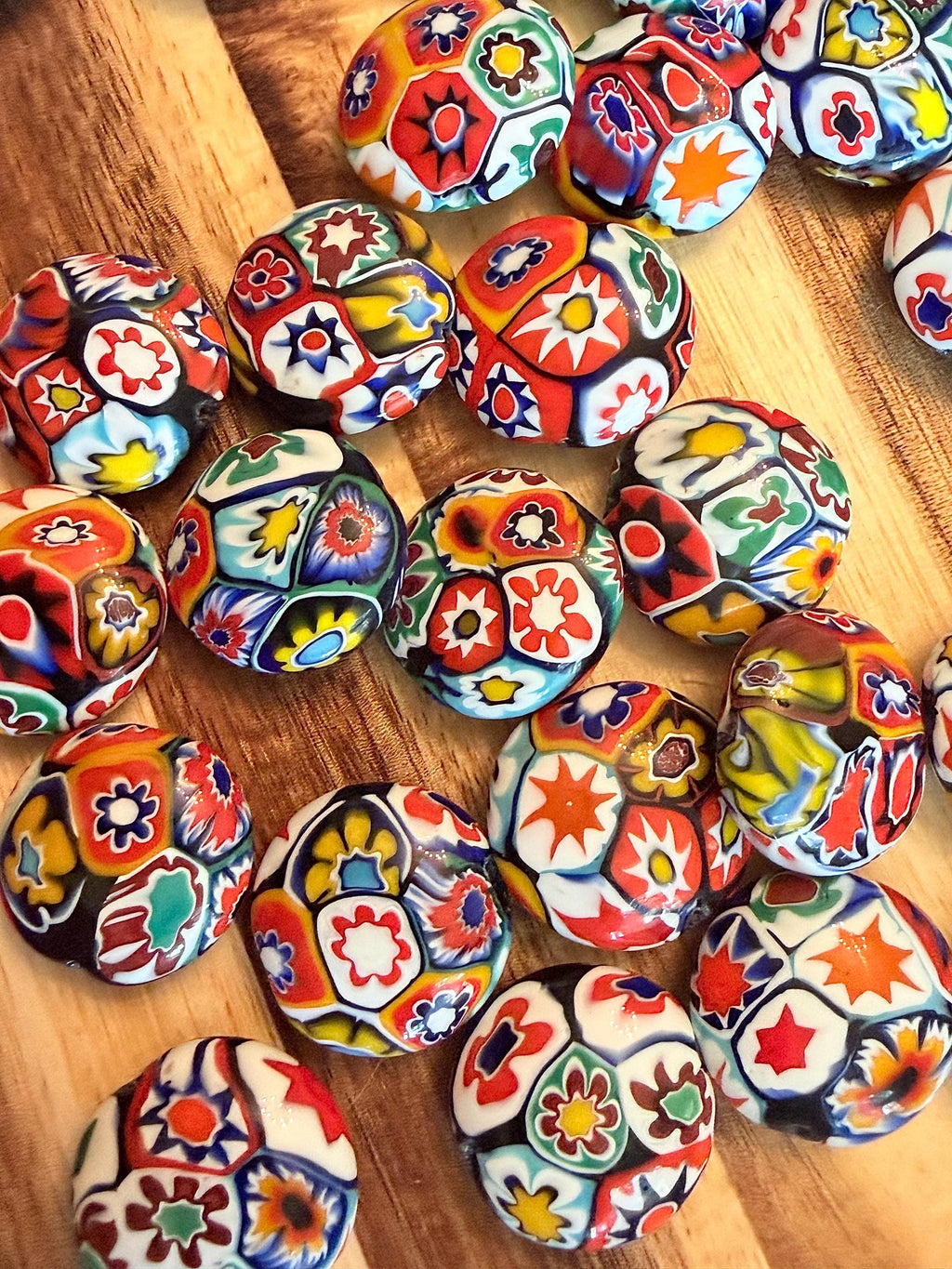 Coin Shaped Vintage Ercole Moretti Millefiori Glass Bead