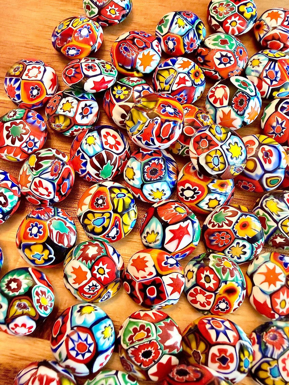 Coin Shaped Vintage Ercole Moretti Millefiori Glass Bead