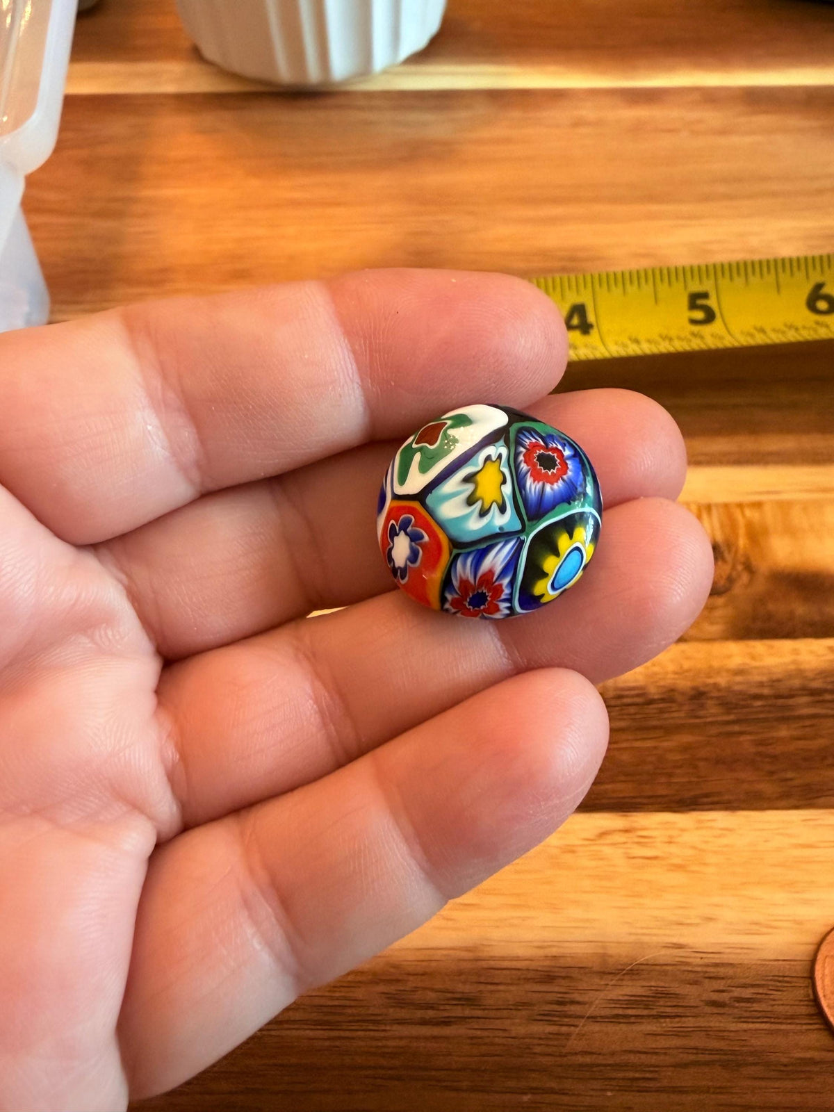 Coin Shaped Vintage Ercole Moretti Millefiori Glass Bead