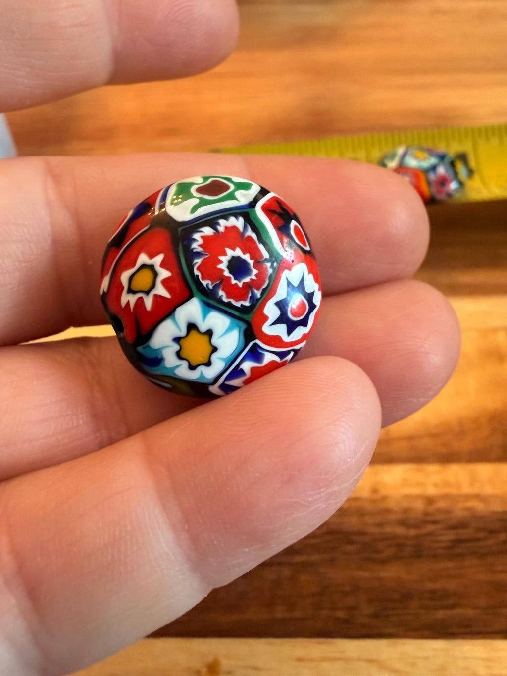Coin Shaped Vintage Ercole Moretti Millefiori Glass Bead