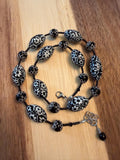 Black White Millefiori Murano Glass Necklace Featuring Ercole Moretti Beads