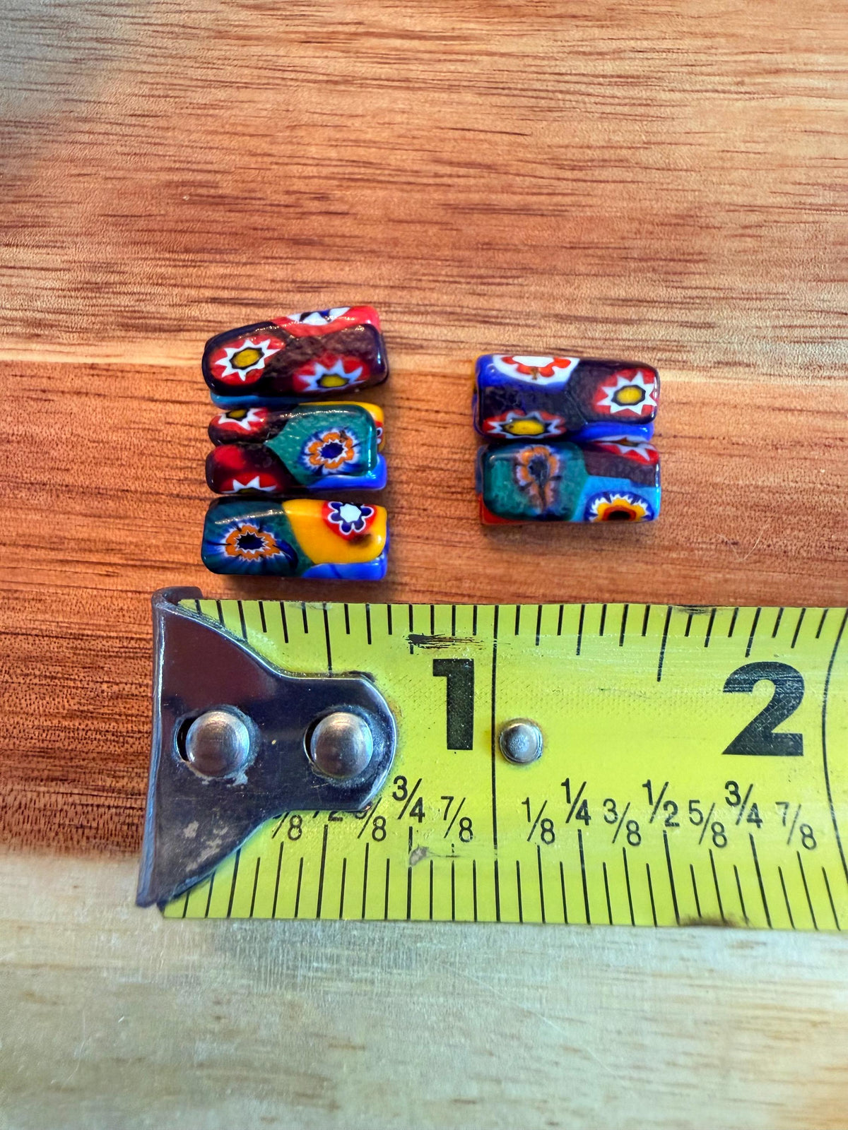 Set of 11 Matched Black Millefiori Pillar Beads Murano Glass Beading Project Supplies