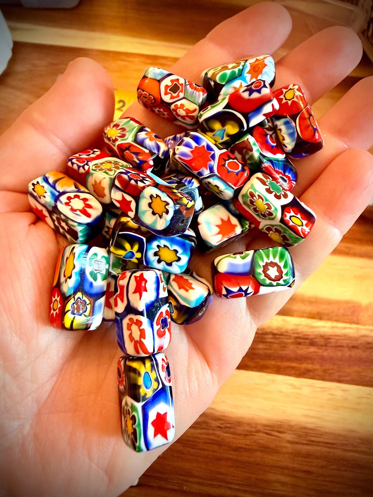 Vintage Ercole Moretti Vintage Chunky Rectangular Murano Millefiori Pillar Beads