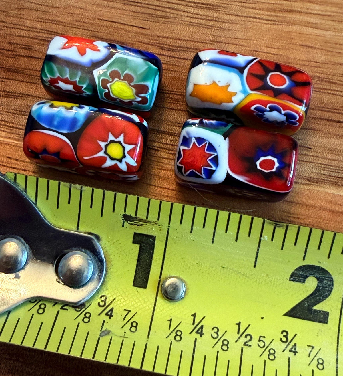 Vintage Ercole Moretti Vintage Chunky Rectangular Murano Millefiori Pillar Beads