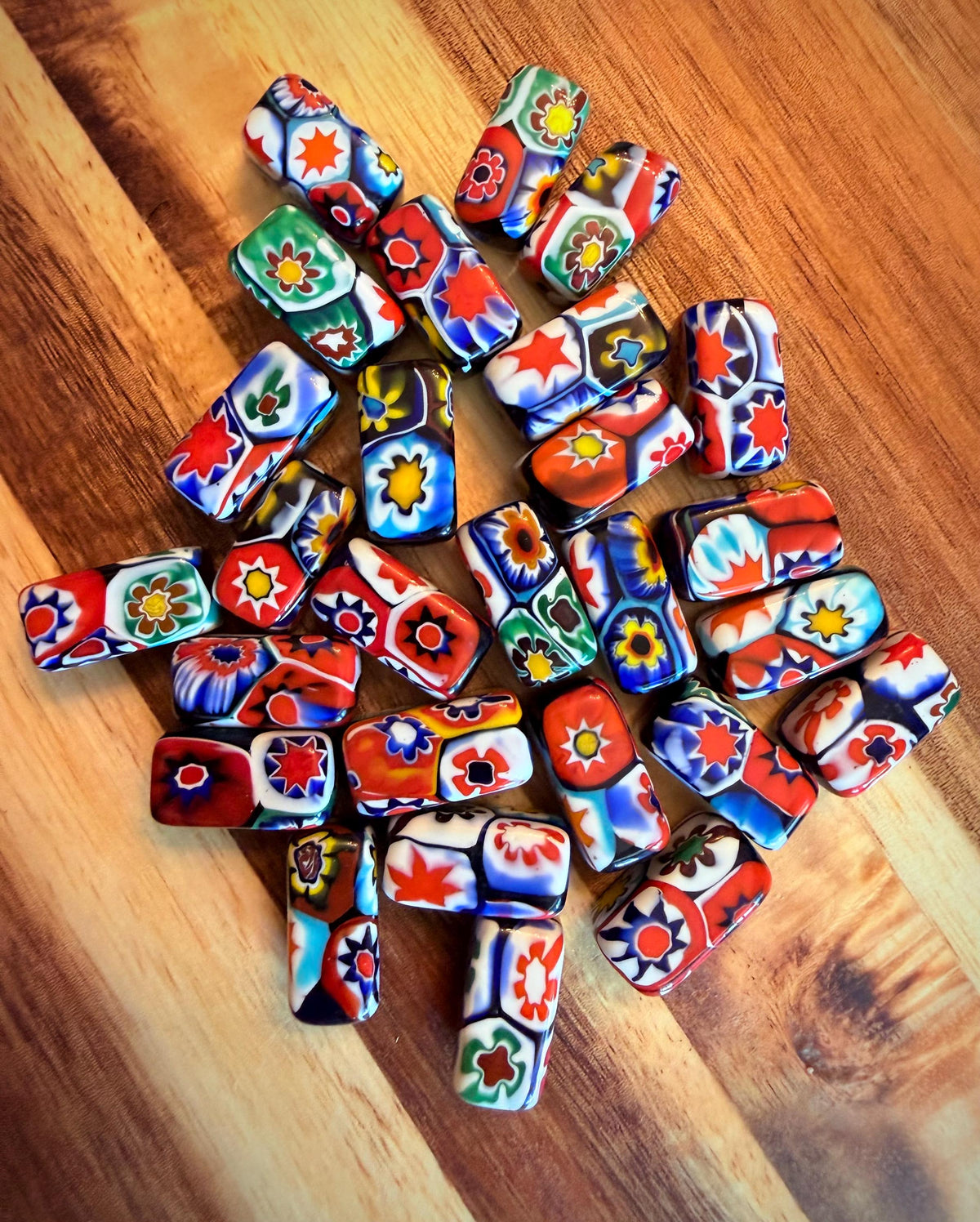 Vintage Ercole Moretti Vintage Chunky Rectangular Murano Millefiori Pillar Beads