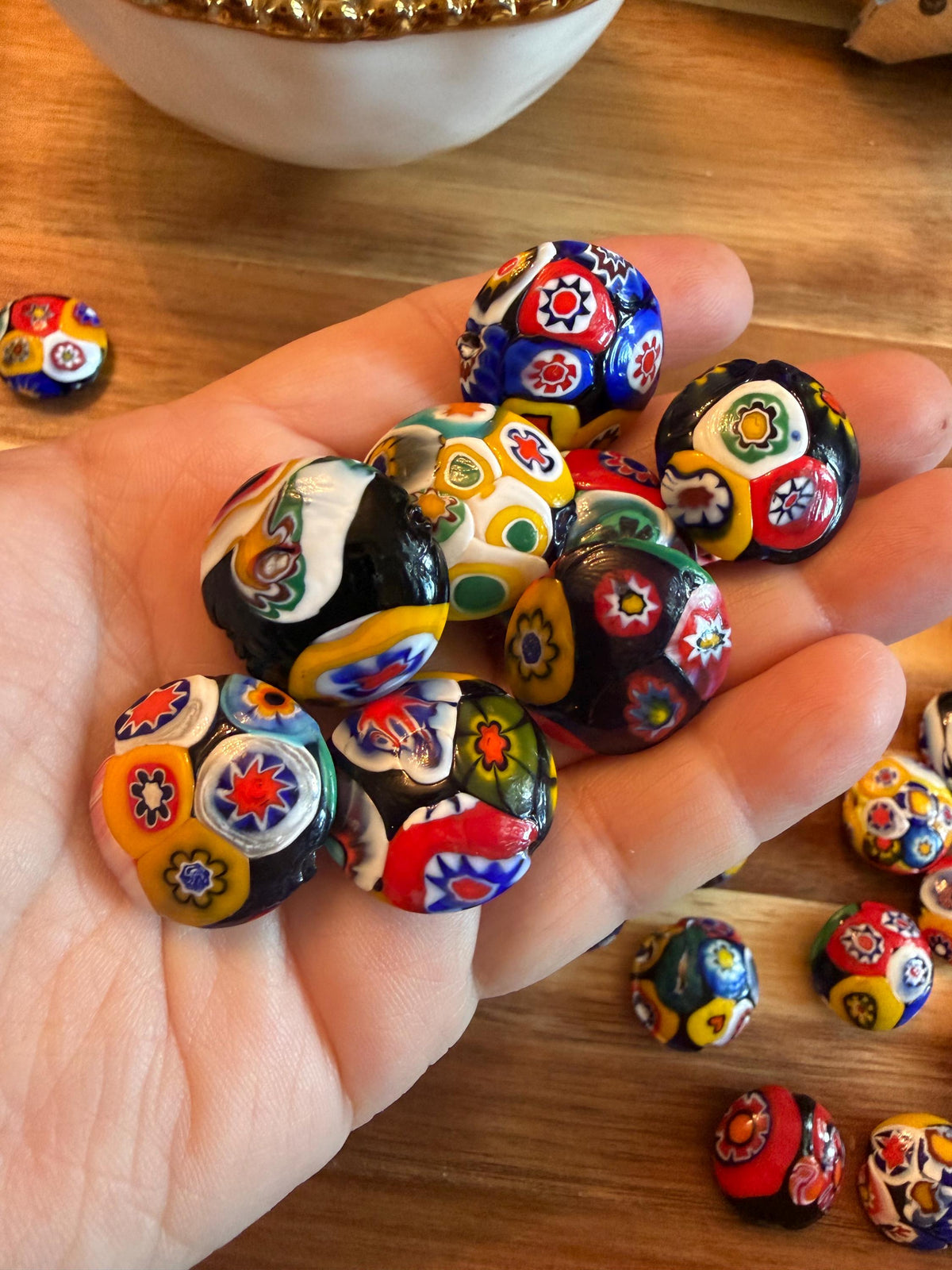 Millefiori Coin Beads Vintage Murano Glass Focal Beads Large/Medium choice