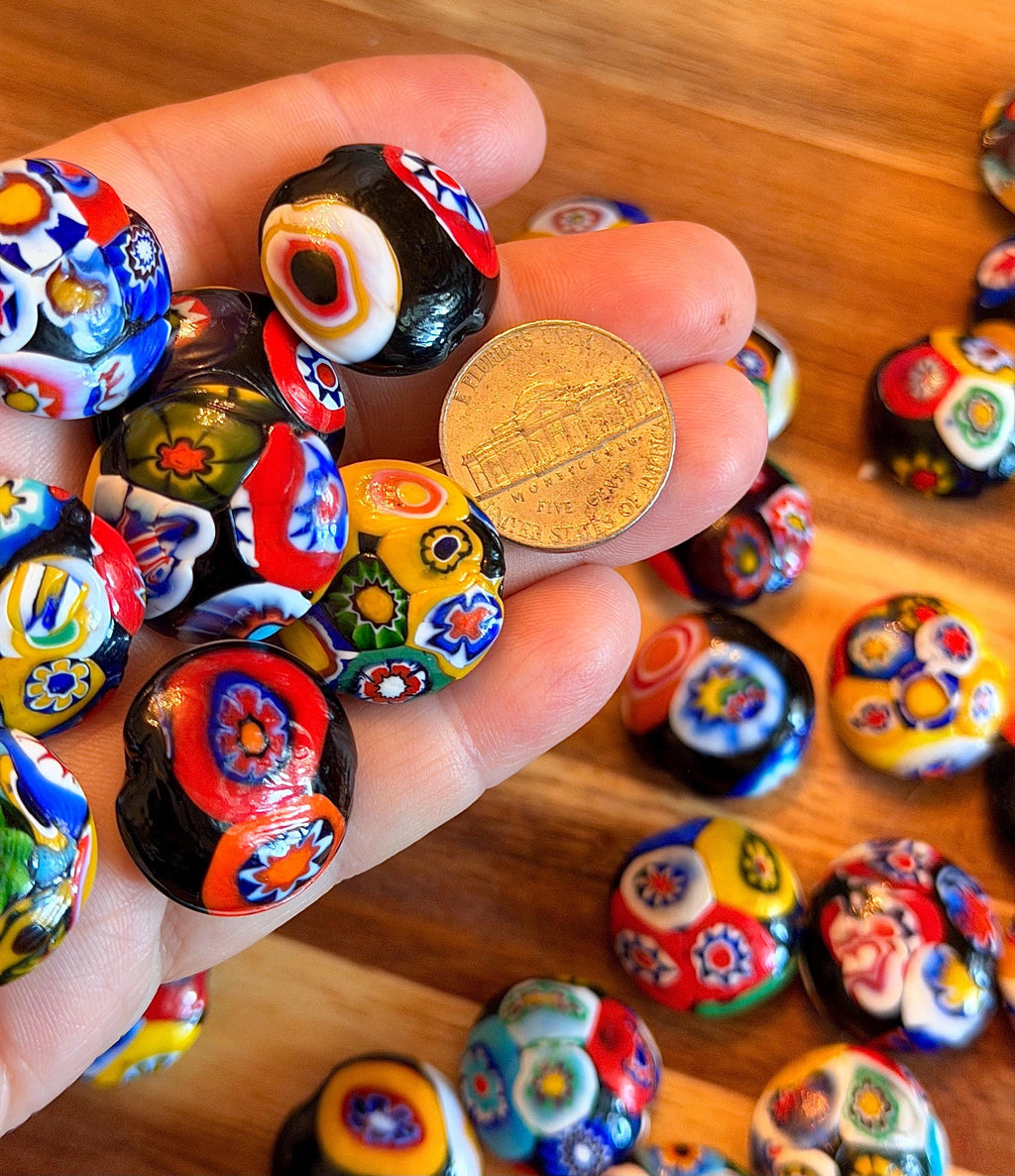 Millefiori Coin Beads Vintage Murano Glass Focal Beads Large/Medium choice