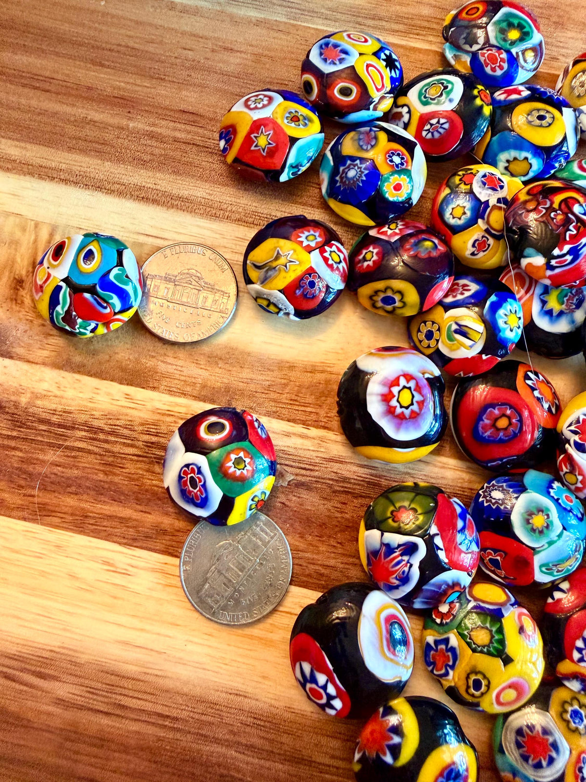Millefiori Coin Beads Vintage Murano Glass Focal Beads Large/Medium choice