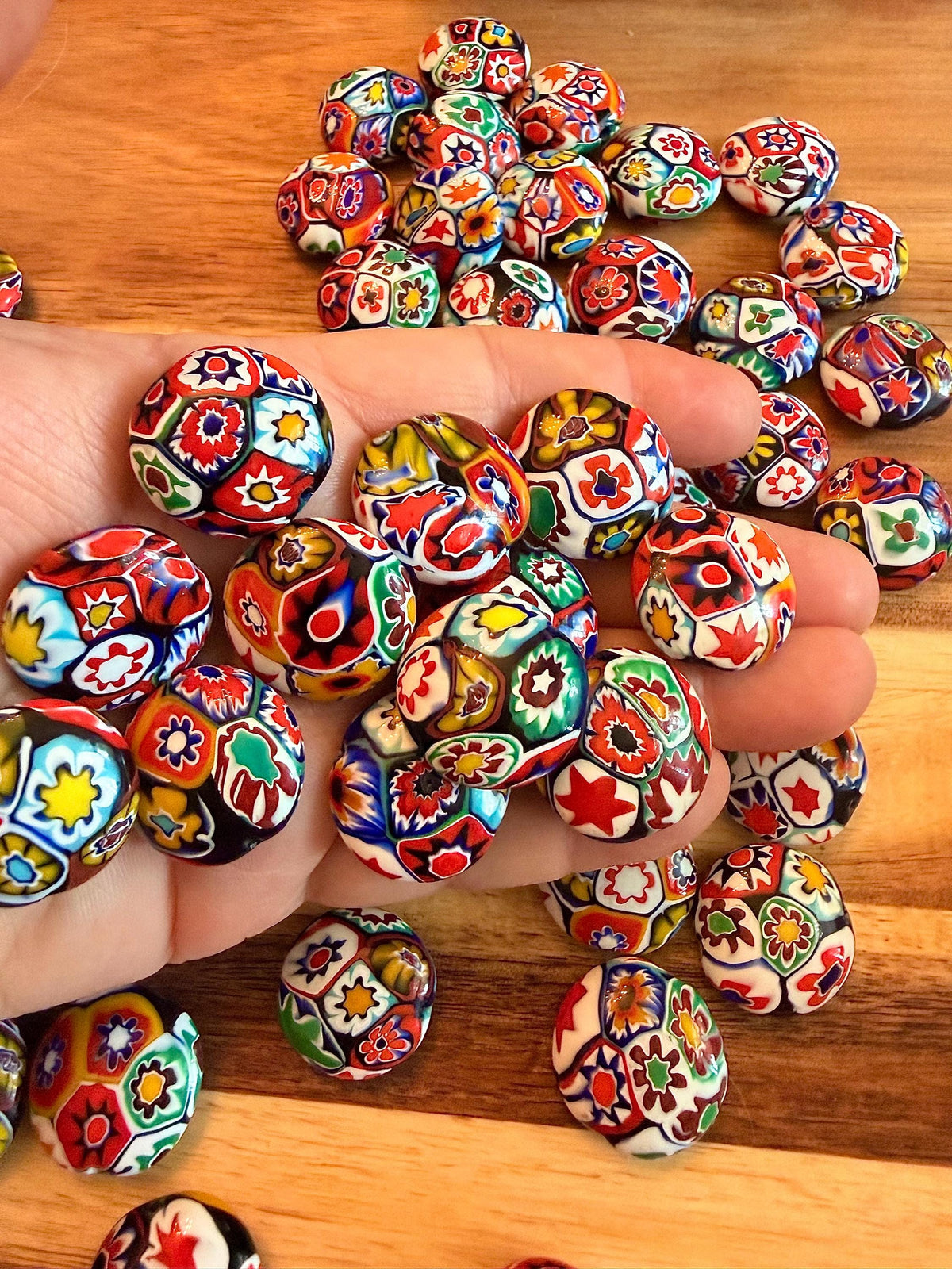 Coin Shaped Vintage Ercole Moretti Millefiori Glass Bead