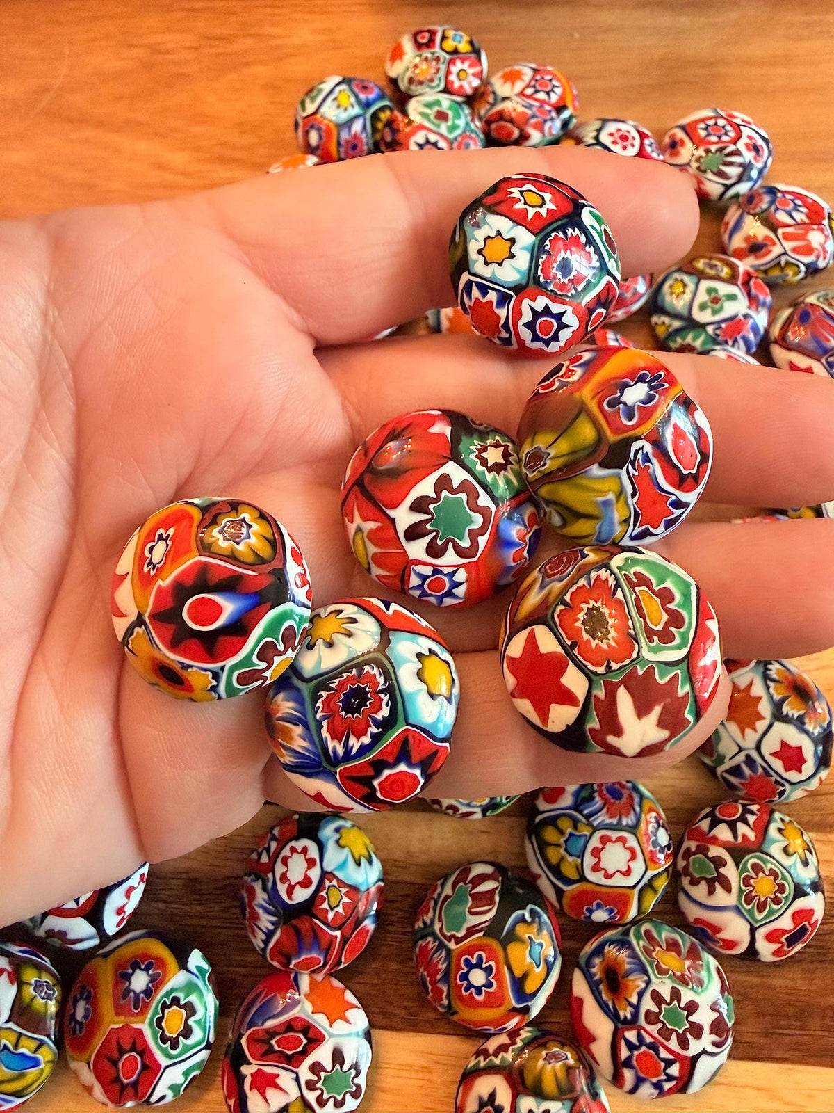 Coin Shaped Vintage Ercole Moretti Millefiori Glass Bead