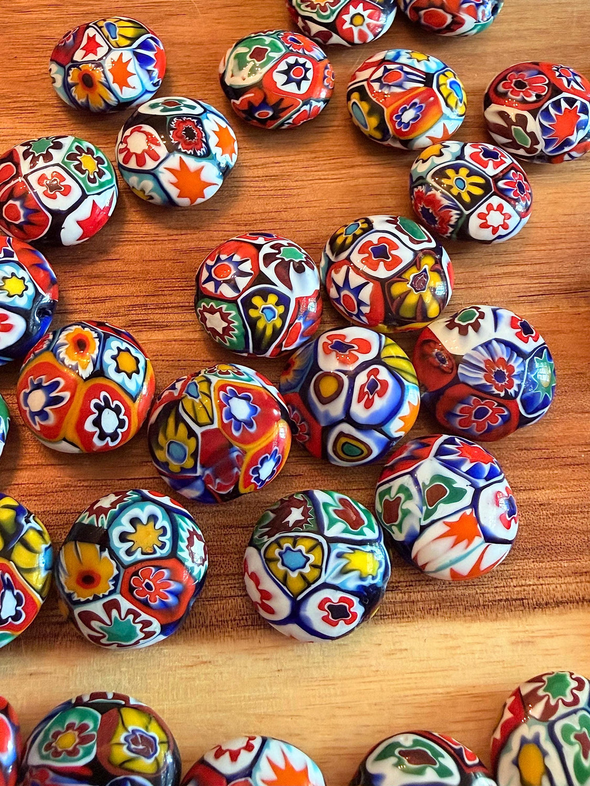 Coin Shaped Vintage Ercole Moretti Millefiori Glass Bead