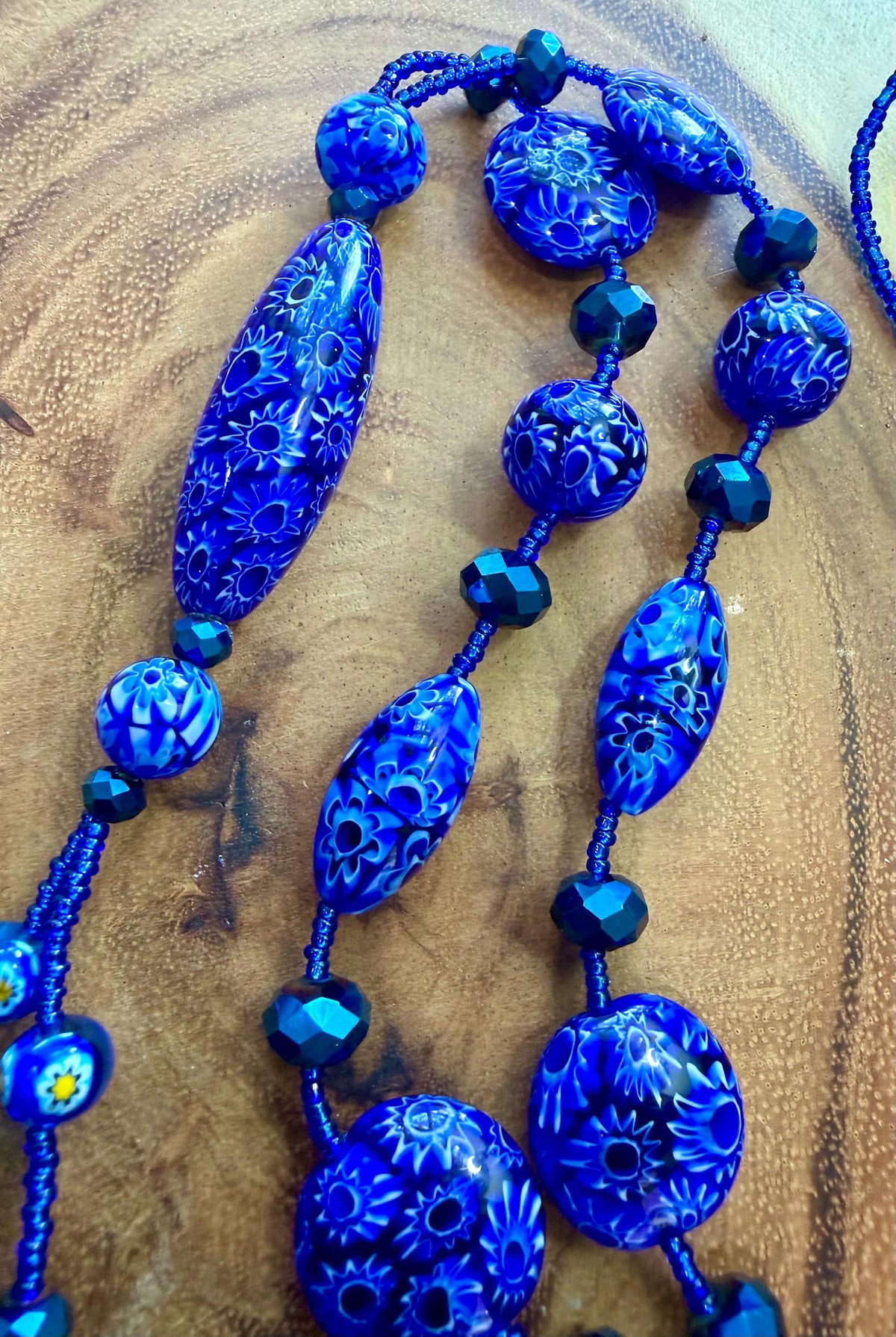 Rosario Leonardi Lariat Necklace: Featuring Ercole Moretti Custom Murano Millefiori Glass Beads